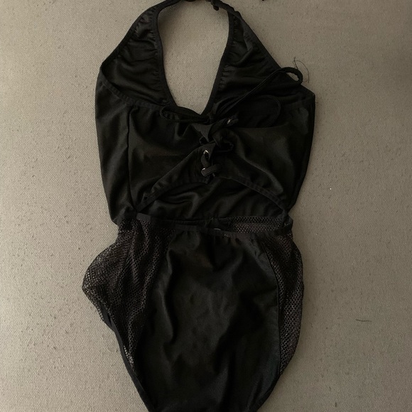 iHeartRaves Onyx Sparkle Fishnet One-Piece Size Small - Picture 4 of 4